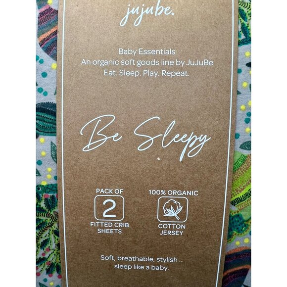 JuJuBe "Be Sleepy" 2-Pack Fitted Crib Sheets 100% Organic Cotton Jersey - Picture 3 of 7